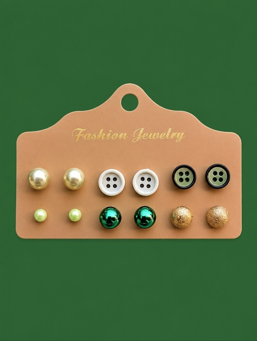 3/$30 Vintage Green Ball Button Post Stud Earrings